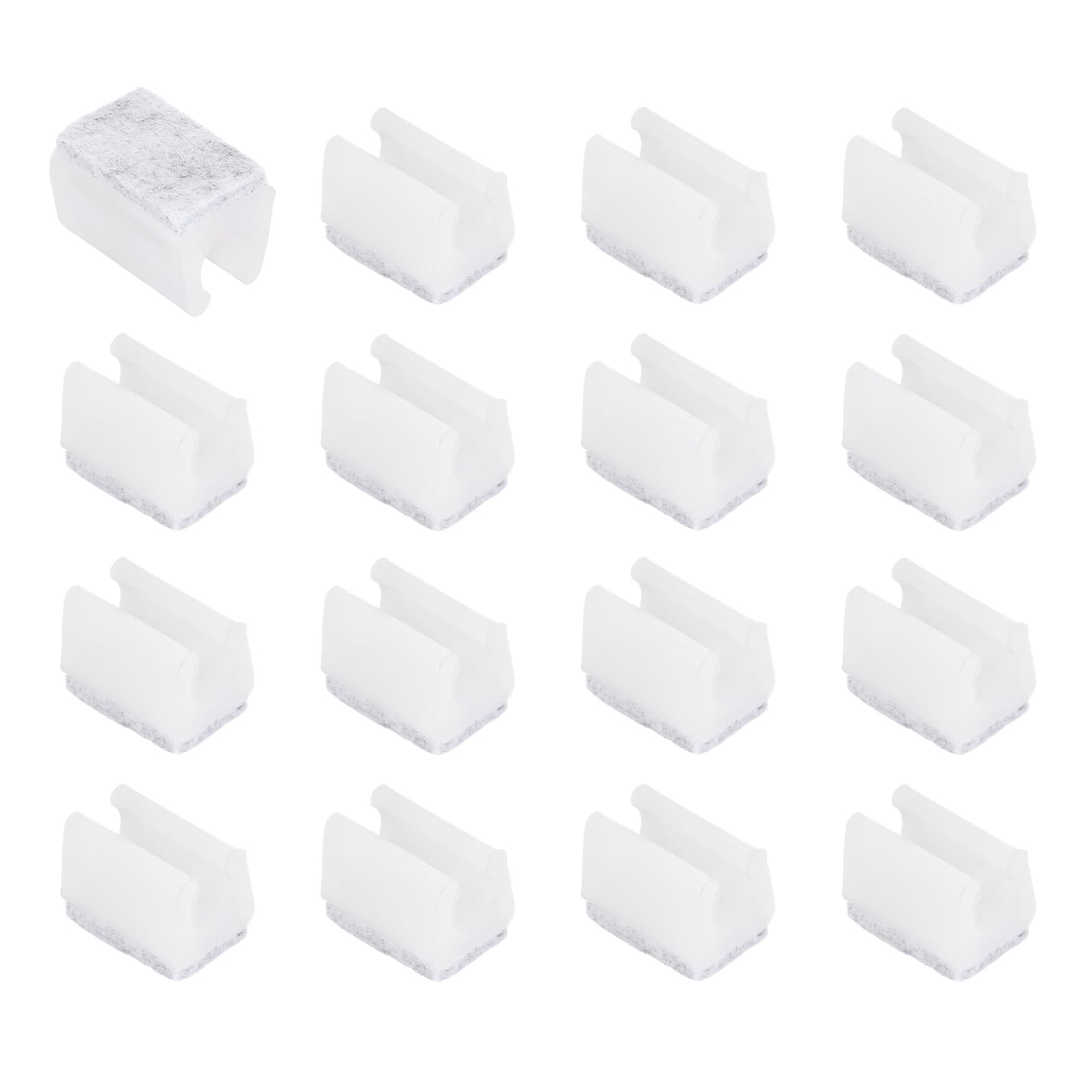 sourcing map 16 Pcs Rectangle U Shaped Chair Leg Caps with Felt Pads, Fit 12mm Dia Tubular Legs, Slide Smoothly Furniture Feet Protectors No Scratches No Noise for Hardwood Floors, White