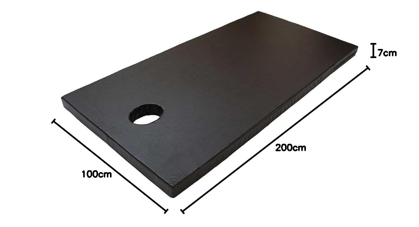Matelas pour massage thaïlandais avec trou pour le visage & coussin - 200 x 100 x 7 cm pour massage, massage thaïlandais, physiothérapie, spa, yoga, sport