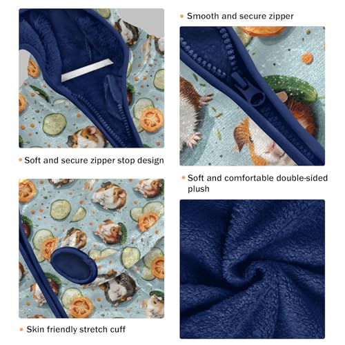 CHIFIGNO Guinea Pigs Kids Fleece Jacket Fleece Lined Zip up Jacket Toddler Fall Jacket with Hooded 3T3