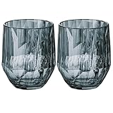 koziol Superglas Club No. 24, 2 Stück, 400 ml, Rotwein-Tumbler, Glas aus kristallklarem Kunststoff, luxuriös, unzerbrechlich, wiederverwendbar, Party, Camping, 2er Set (Transparent Grau)