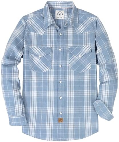 Dubinik Shirts met parelmoeren drukknopen voor mannen, lange mouw, western shirts voor mannen, vintage, casual plaid shirt, cowboyshirts voor mannen, M