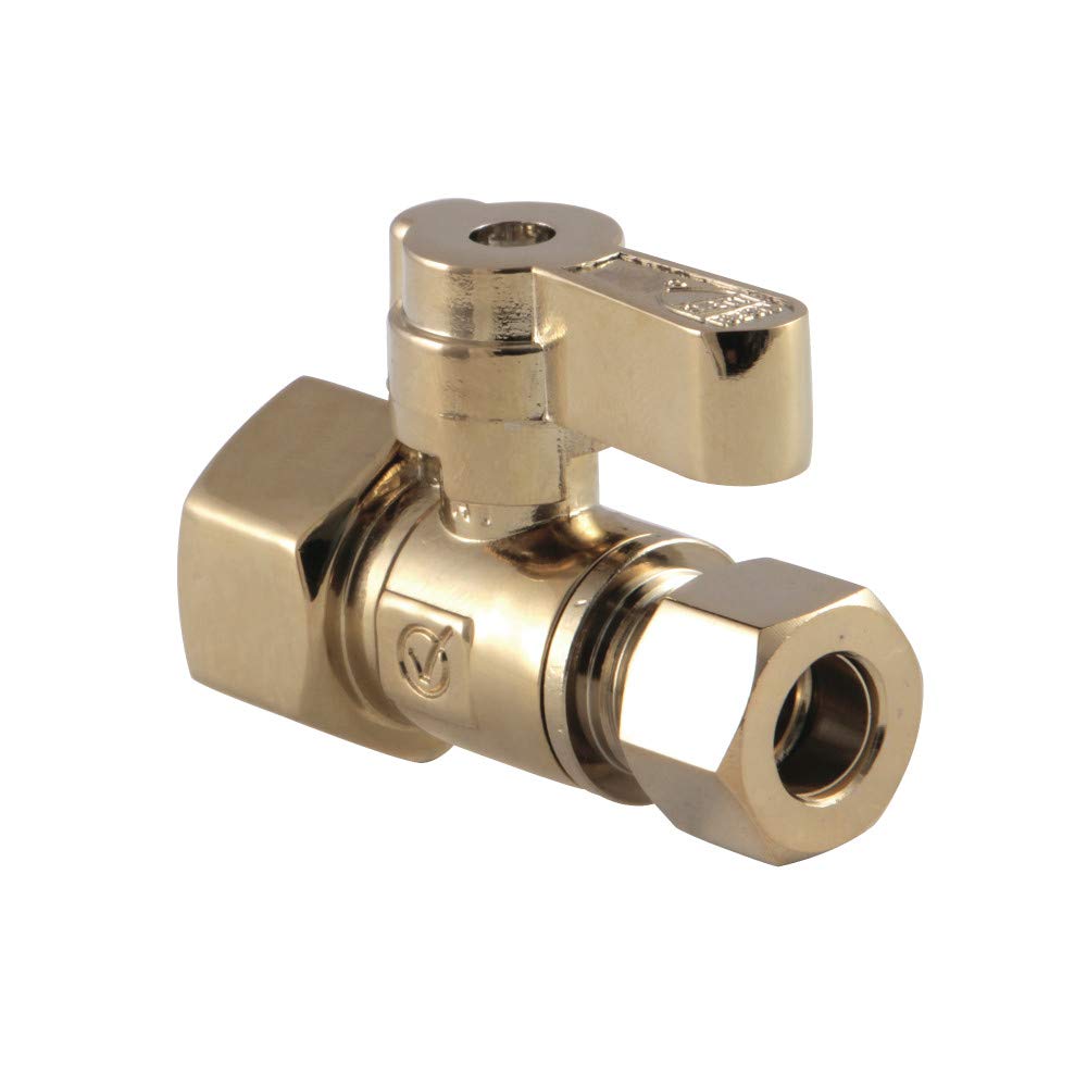 Robinet d'arrêt droit Kingston KF4315PB en laiton poli 1/2 Fip X 3/8 OD pour plomberie
