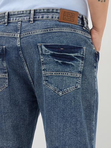 Image of Urbano Plus Men's Regular Fit Heavy Washed Denim Jeans Stretchable