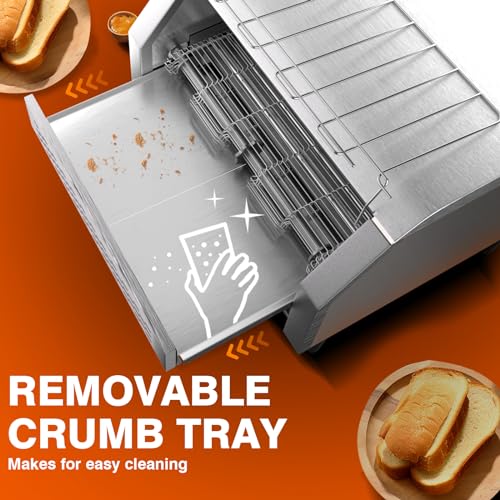 Image of PYY Commercial Conveyor Toaster 450pcs /h - Commercial Toaster for Toast, Bun, Bagel, Bread, Heavy Duty Stainless Steel Toaster Oven for Restaurant, Bakery, Buffet Use