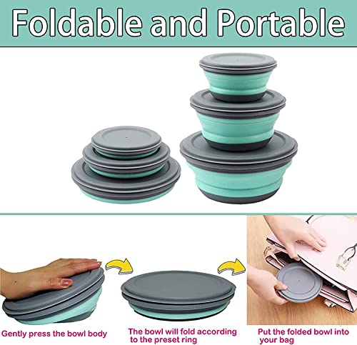 Dodxoy Collapsible Food Storage Containers, Set Of 3 Silicone Lunch Containers, Prep/Storage Bowls Microwave And Freezer And Dishwasher Safe (Blue) #TOP5