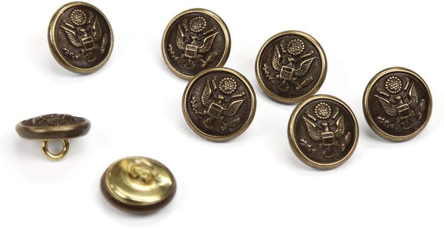 Set of 3 US Military Antique Brass Uniform Buttons, 40 Line, Made in France