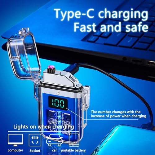 Encendedor recargable USB doble arco eléctrico azul miniatura 5
