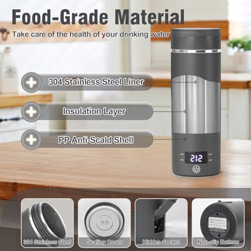 Image of Travel Electric Kettle Portable Mini Kettle,Small Hot Water Boiler with 4 Temperature Settings,304 Stainless Steel,Fast Boiling Water with Auto Shut-Off and Boil Dry Protection (Grey, 400ml)