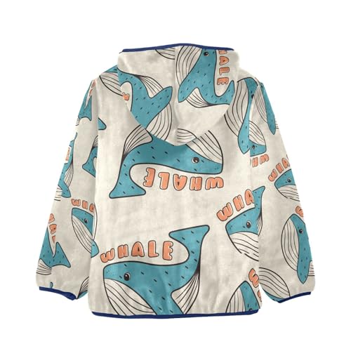 Cute Colorful Whale Girls Fleece Jacket Girls Fall Jacket Girls Zip Up Hoodie Girls Sherpa Jacket 2-10T2