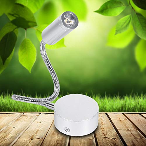 FTVOGUE Lampada da lettura a parete con luce flessibile a collo di cigno Lampada da letto a luce bianca calda/fredda AC85-265V 1W / 3W(warm white(3500k)-1W)