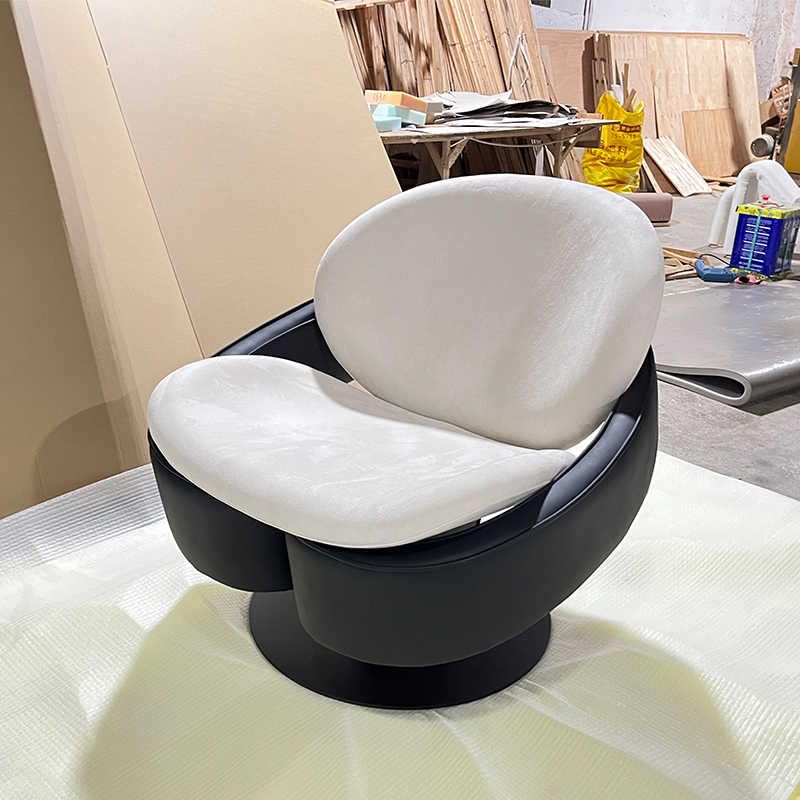 Silla giratoria de lujo – Sillón moderno con base de metal redonda, asiento individual estilo hotel de diseño para sala contemporánea y espacios comerciales