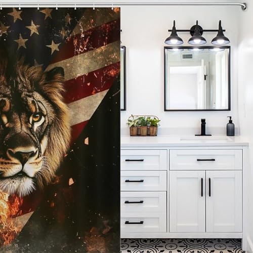 Rideau de douche lion abstrait lavable 183x183 cm avec crochets
