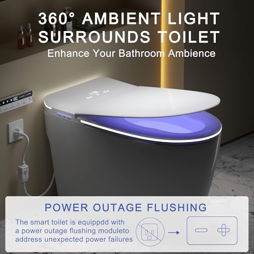 Image of Smart Toilet with Built-in Foam Shield,One Piece Tankless Toilet with Powerful Flush and Auto-Open /Close Lid,Instant Warm Water Sprayer and Dryer Bidet,for Luxury Bathroom