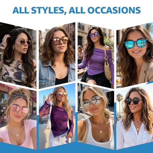 Image of Myiaur Polarized Sunglasses for Women with UV400 Protection Mirrored Lens | Trendy Square Frame Big Oversized Reflective Shades for Daily Wear Driving Beach Travel Outdoor Activities Reduce Glare