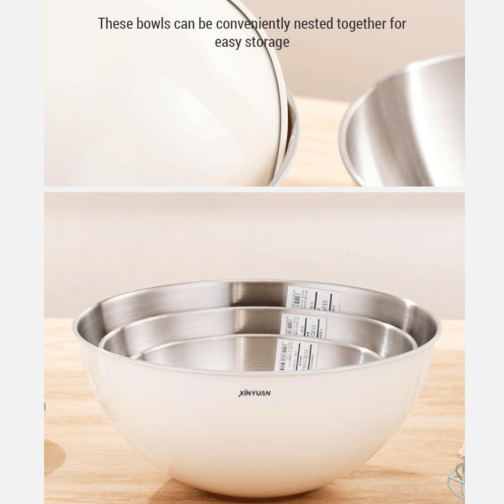 Cuenco de Mezcla de Cocina de 3 uds, Cuenco de Ensalada de Acero Inoxidable, Cuenco para amasar Masa y Huevos para Restaurante en casa