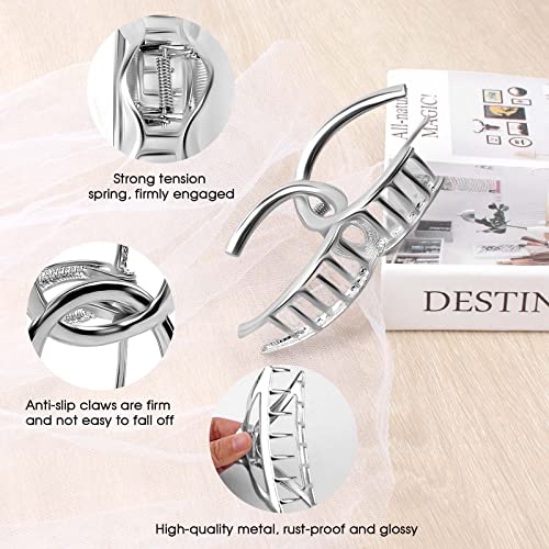 5Pcs Metal Hair claws clips, Large Hair Claws for Thick Hair Strong Hold Hair Clips for Women Girls (Sliver) - Image 4
