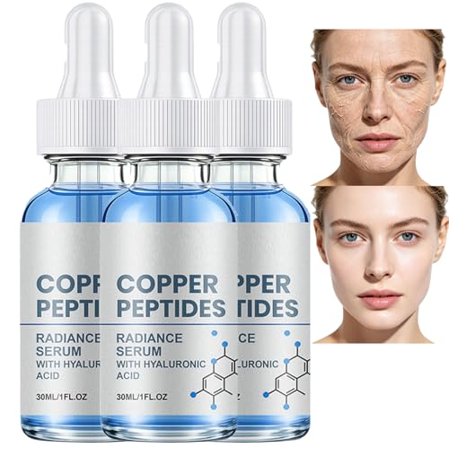 Suero facial antienvejecimiento con péptido de cobre, reafirmante e hidratante, sueros de colágeno para la cara, sueros antiedad con ácido hialurónico (3 unidades)