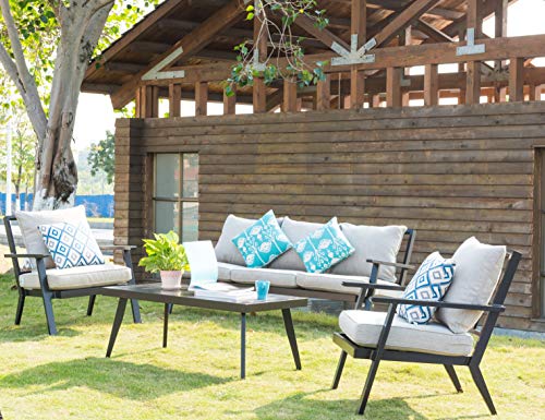 Image of QILLOWAY Polyester Outdoor Chair Cushion Set,Outdoor Cushions for Patio Furniture.Tan /Grey