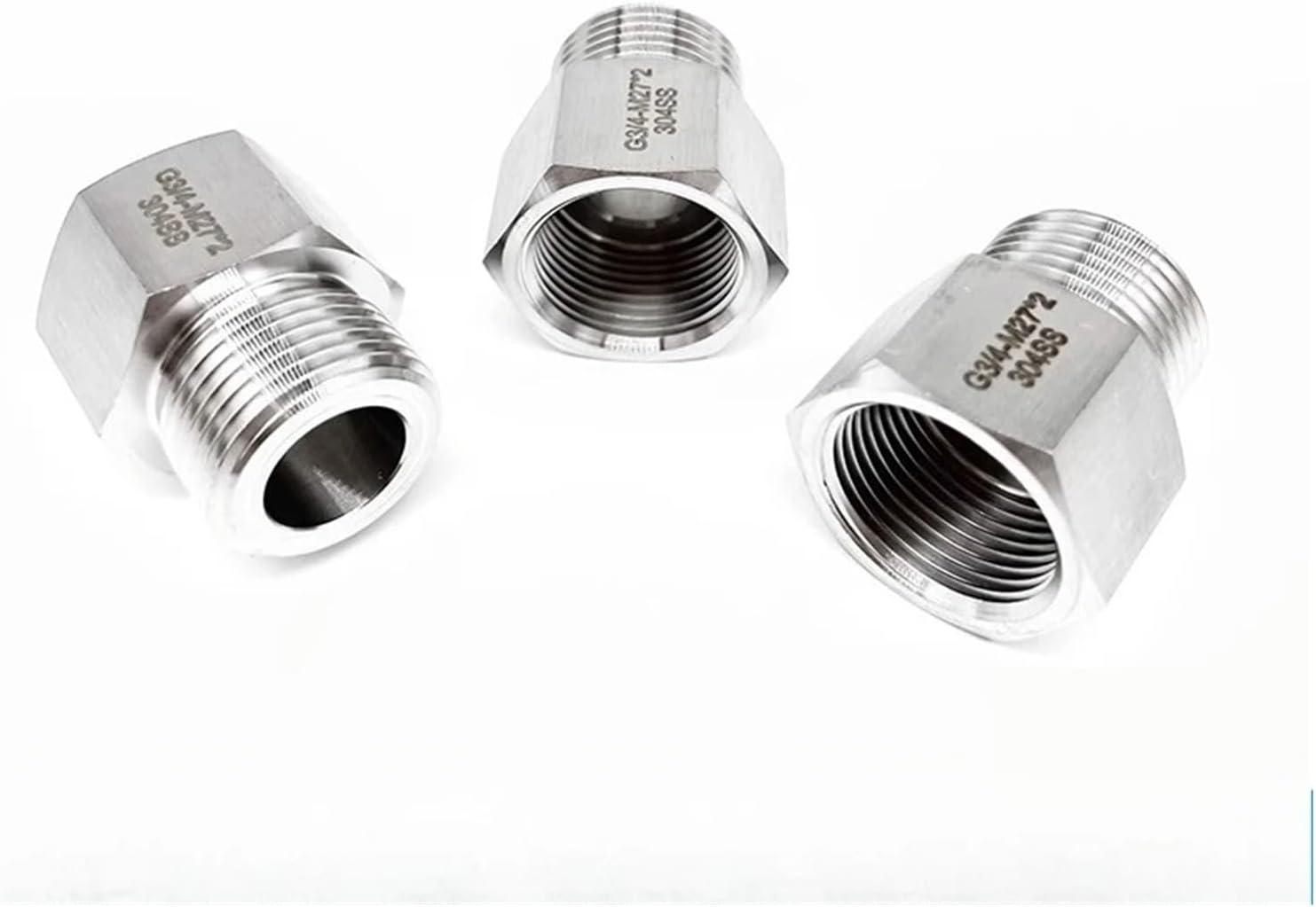 M27 Male To Female M20 M27 1/2" 3/4" BSP Hex Reducer Bushing 304 Stainless Adapter Fitting High Pressure For Pressure Gauge(M27x1.5 Male,G1L2 BSPP FEMALE_MALE TO FEMALE)