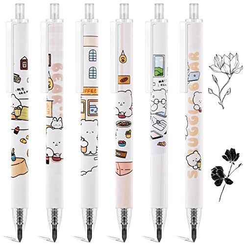 OFFCUP Tintenlose Bleistifte Ewig, 6 Stück Bleistifte Set, Druckbleistift, Süße Cartoon Schale, Wiederverwendbarer Bleistift, für Kinder Erwachsene Studenten(Weißer Bär)