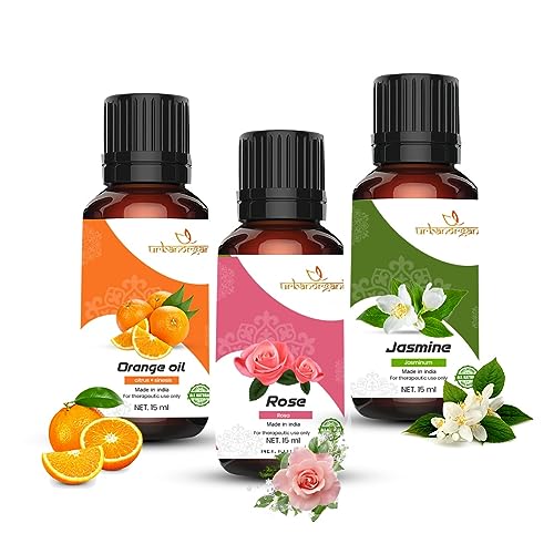 Image of Pure Combo Of 3 Essential oil For Hair & Skin Natural Therapeutic Grade & Undiluted Oil 15ML (Orange-Rose-Jasmine)