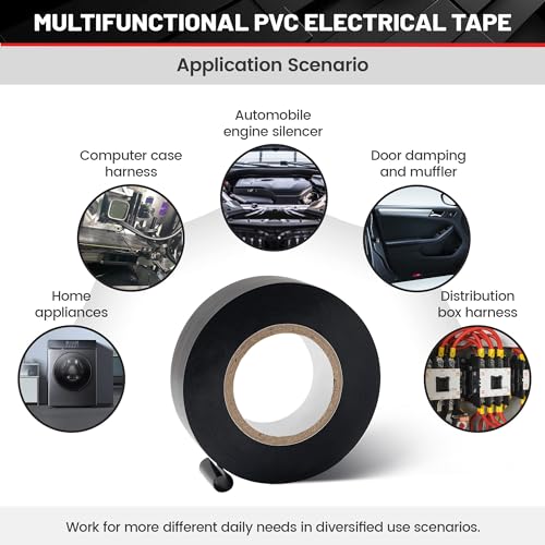 Image of RED WOLF Electrical Tape 10 Rolls 1 /2 inch x 66FT PVC, Acrylates Copolymer Viscosity Flexibility Flame Retardant Electric Tape Waterproof 600 Volt for Auto Engine Insulating Wiring Harness