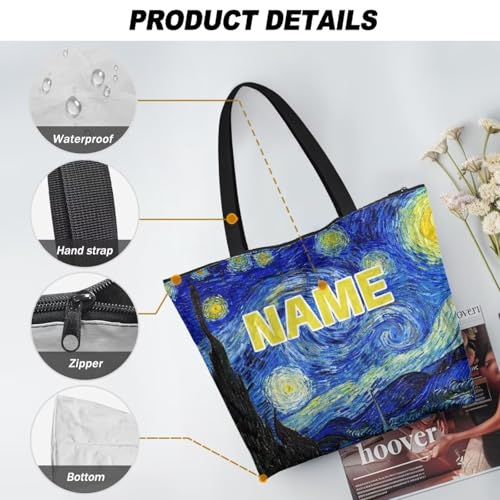 Image of Art Lover Zippered Tote Bag Waterproof Large Work Tote Bags, Artwork Women's Purse Handbags Travel Totes