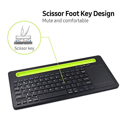 Teclado BT, Baugger Teclado BT com Touchpad Teclado recarregável sem fio com função de emparelhament