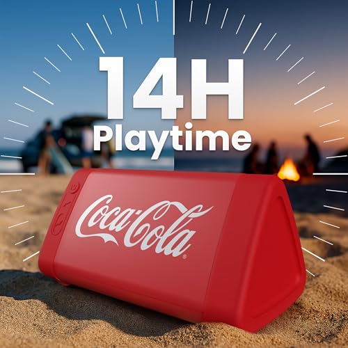 Image of Oontz Upgraded Angle 3 Portable Bluetooth Speaker 5.0-10W Sound, 14-Hr Battery, 100ft Wireless Range, IPX5 Water-Resistant, Budget Small Speaker, Great White Elephant Gifts for Adults (Coca-Cola Red)