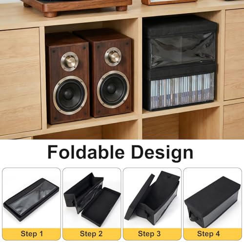 Image of UENTIP CD Storage Box-Pack of 6 CD Case holder, For Home Car Travel Office | CD Organizer,Large Capacity Storage,Clear Label Window,Holds 192 Full Jewel Case CDs, 384 Slim Case CDs, or 1050 Sleeved CDs
