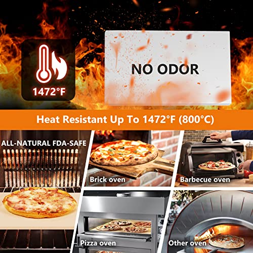 5Pcs Pizza Stone, 15'' Rectangle Pizza Stone Set, Thermal Shock Resistant Cordierite Pizza Stones For Oven, Pizza Stone Kit For Oven With Oak Pizza Peel, Pizza Cutter, Oven Pizza Stone #TOP3
