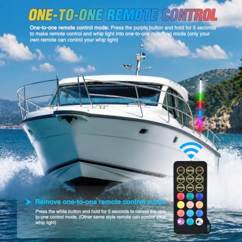 Image of Nilight Boat Navigation Light 3FT Spiral LED Whip Lights