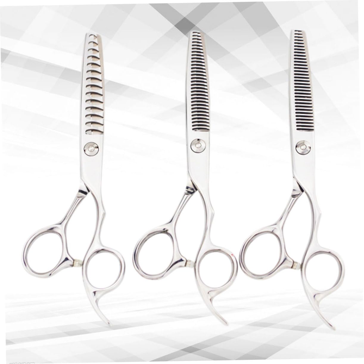 POPETPOP Forbici da Parrucchiere Professionali in Acciaio Inox, 3 Pezzi, Taglio Dentato per Sfoltire, Sicure e Comode, Uso Salone e Casa