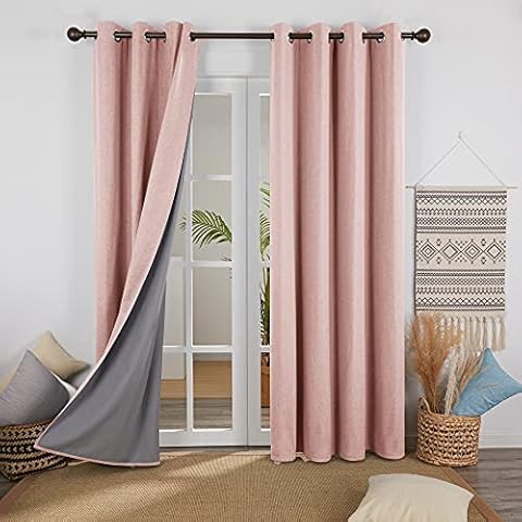 Deconovo Faux Linen Blackout Curtains 46 x 72 Inch Cover