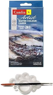 Camlin Water Colour Cakes 24 Shades with Tray and Brush