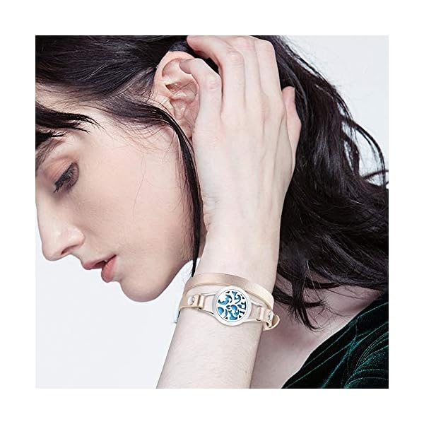 Jack & Rose for Women, Essential Oil Diffuser Bracelet, Tree of Life Jewelry Aromatherapy Bracelets Leather Band with 8 Color Felt Pads, Gifts for Daughter, Girl, Mom, Sister