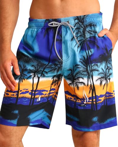 Image of APTRO Men's Long Swim Trunks with Mesh Lining Beach Bathing Suits Board Shorts Swimwear with Pockets and No Mesh
