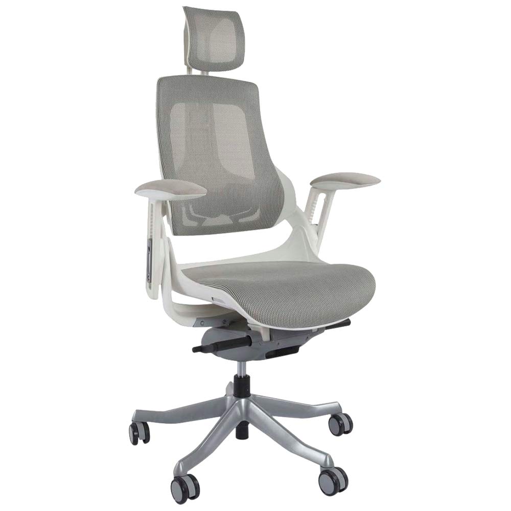 Mahmayi Robotto 609 - Back Office Chair - Made Up Of Mesh, Ergonomic Office Chair - Traditional In Style and Adjustable Backrest - High Back (White)