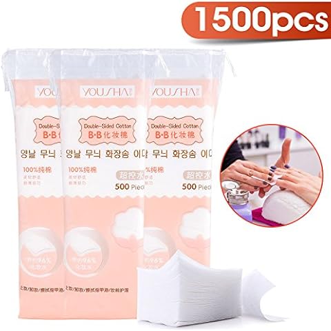 Pack of 3, 1500Pcs Lint Free Facial Cotton Pads, Nail Wipes Nail Art Gel Polish Remover Cotton Pads, Soft Manicure Makeup Cosmetic Cotton Pads Cover