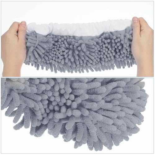 Image of MECCANIXITY Mop Slippers Washable Microfiber Floor Cleaning Shoes Cover Chenille Duster Foot Socks Tools for House Clean, Grey 8 Pack
