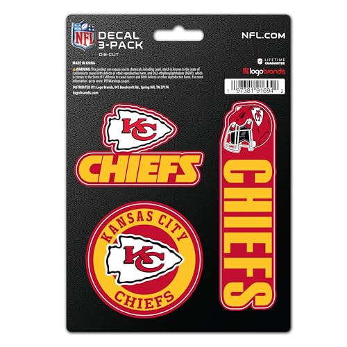 Kansas City Chiefs NFL Team Logo Vinyl StickerOfficially Licensed Kansas City Chiefs 3 Pack Heavy Duty Decal for Indoor or OutdoorUse for Laptops Coolers & NotebooksShow Your Chiefs Pride