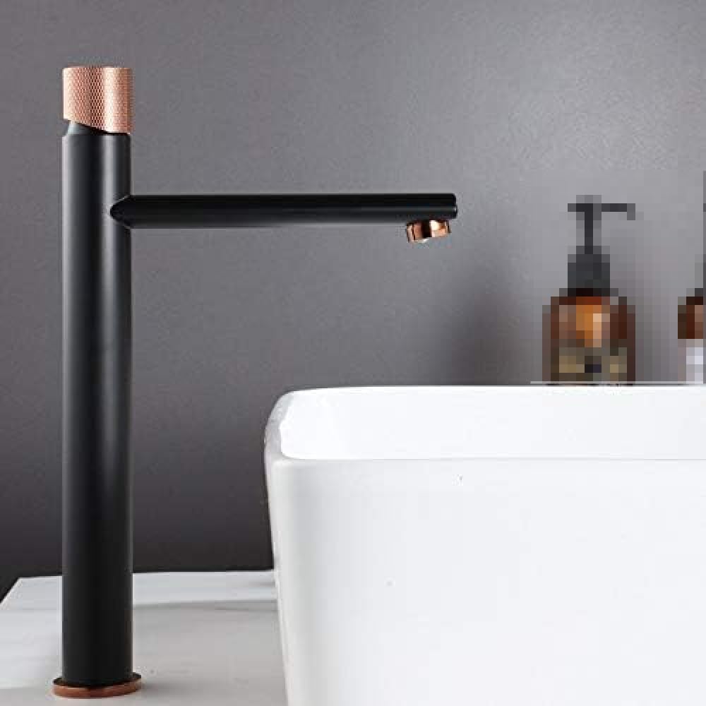 Robinet d'évier monté sur le pont noir mitigeur de lavabo en laiton