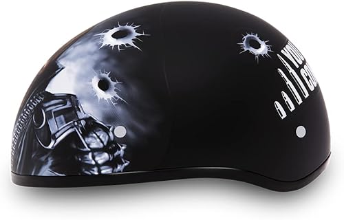 Miniatura 3 de Daytona Helmets - Medio casco de motocicleta con diseño de calavera y huesos cruzados Aprobado DOT Gráficos