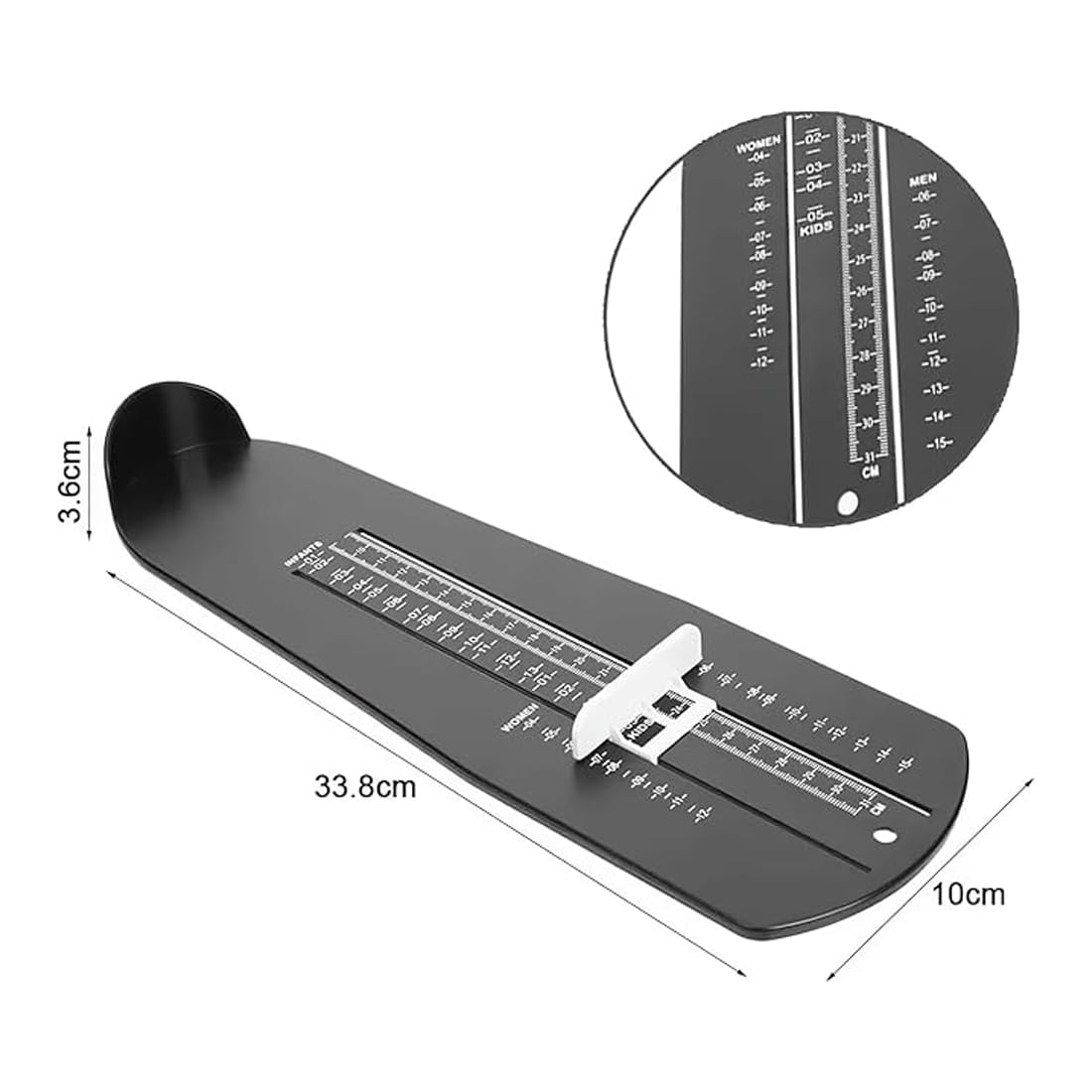 Appareil de Mesure des Pieds pour Adultes, Règle de Mesure du Pied & Détecteur de Pointure, Jauge de Pied pour Usage Domestique & Achats, Idéale pour Hommes & Femmes