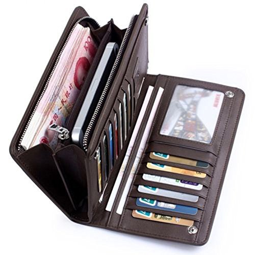 Minimalist Leather Bifold Wallet for Men Business Casual Card Cases Large Storage Capacity，KF010BR
