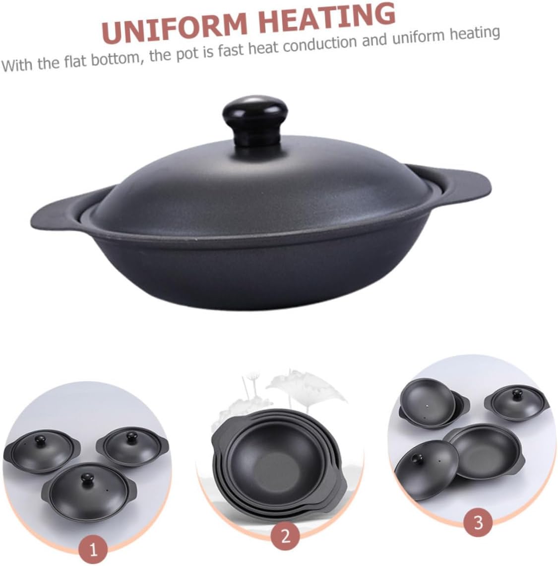 PRETYZOOM Burn Resistant Iron Stew Pot with Handle Non Stick Casserole for Kitchen Use High Temperature Resistant Cookware with Smooth Glazed Surface and Iron Lid