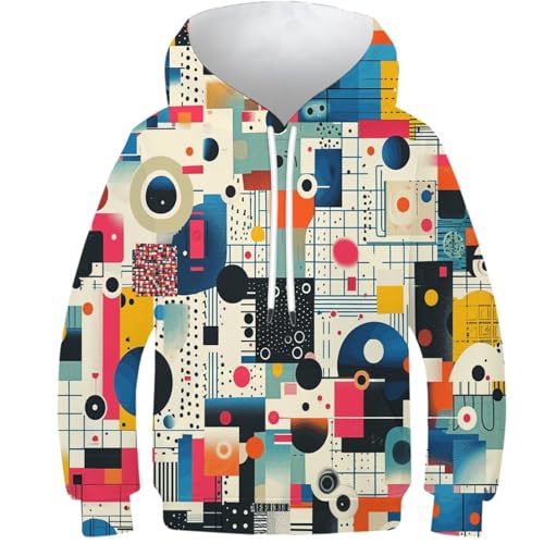 Sweat à capuche enfant 3D coloré avec poche pour garçon et fille 10-12 ans