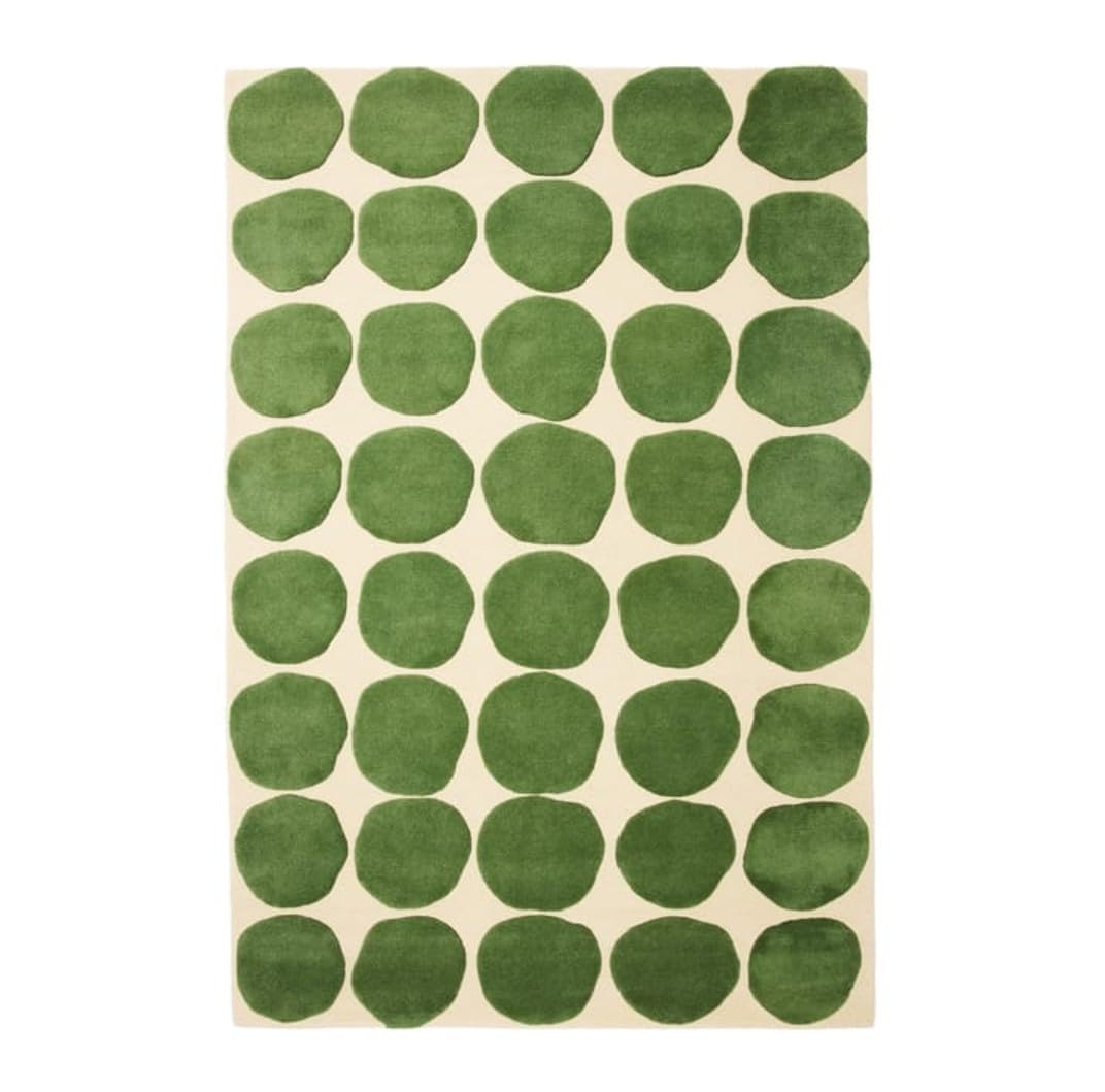 Restoration Rug Gallery Modern Polka Dots Hand-Tufted Wool Rugs, Thick & Soft, Living Room/Bedroom/Dining (Green, 4 Ft X 6 Ft)