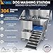 KANIS Professional Dog Washing Station - 304 Stainless Steel Pet Wash Sink & Grooming Bathtub w/Shower, Floor Grates and Storage for Large, Medium & Small Pets (50