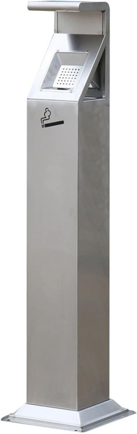 JKGHK Stainless Steel Cigarette Disposal Outdoor, Standing Metal Trash Disposal Receptacle, Trash Bin Cigarettes End Collector, for Commercial Office, Restaurants, Bars(Gray)